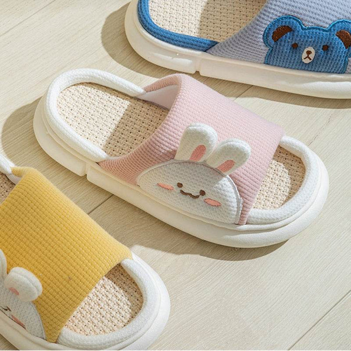 Cute Bunny Linen Slippers - Goodlifebean Shoes