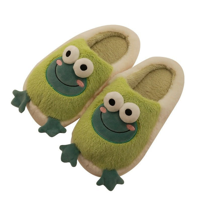 Cute Frog Plush Slippers | Kawaii Frog Slippers - Goodlifebean Slides