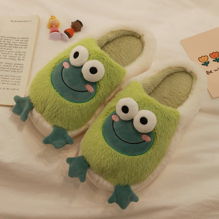 Cute Frog Plush Slippers | Kawaii Frog Slippers - Goodlifebean Slides