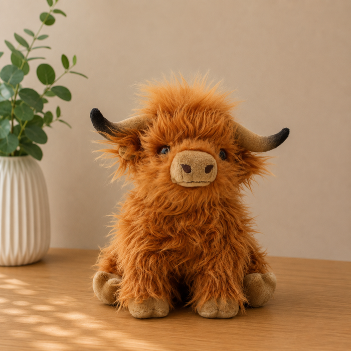 Cute Mini Highland Cow Running Plushie