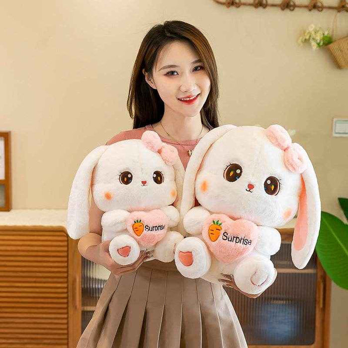 Cute Pink and White Bunny Plushie - Goodlifebean Stuffed Animals