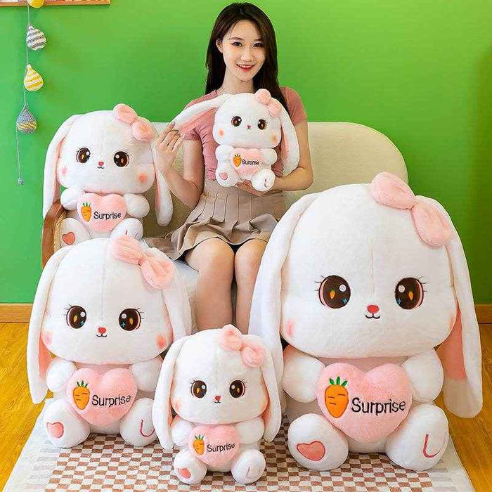 Cute Pink and White Bunny Plushie - Goodlifebean Stuffed Animals
