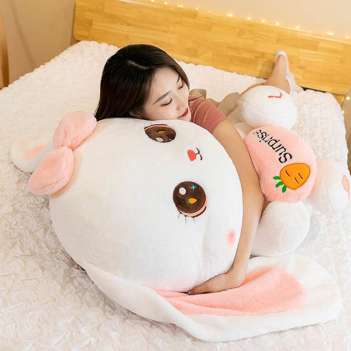 Cute Pink and White Bunny Plushie - Goodlifebean Stuffed Animals