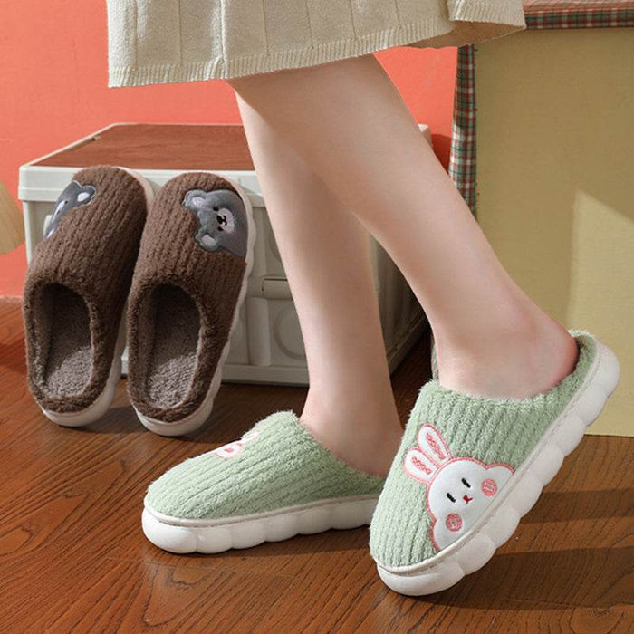 Cute Rabbit Plush Fleece Slippers - Goodlifebean Shoes