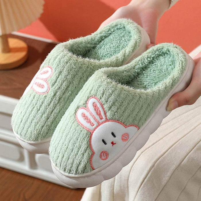Cute Rabbit Plush Fleece Slippers - Goodlifebean Shoes