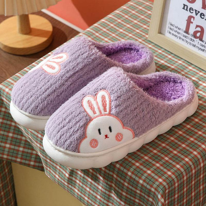Cute Rabbit Plush Fleece Slippers - Goodlifebean Shoes