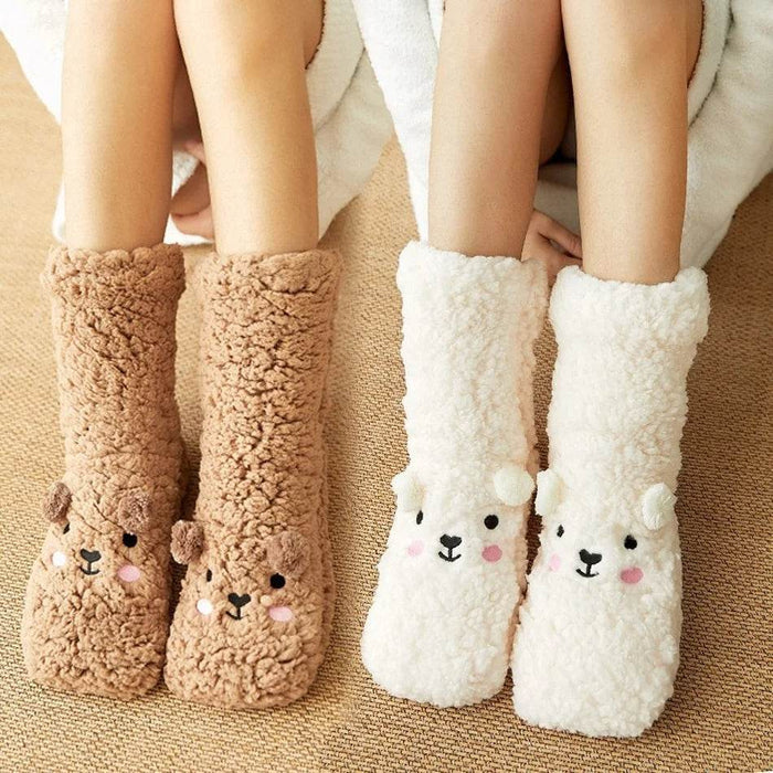 Cute Warm Fuzzy Bear Sockks - Goodlifebean Shoes