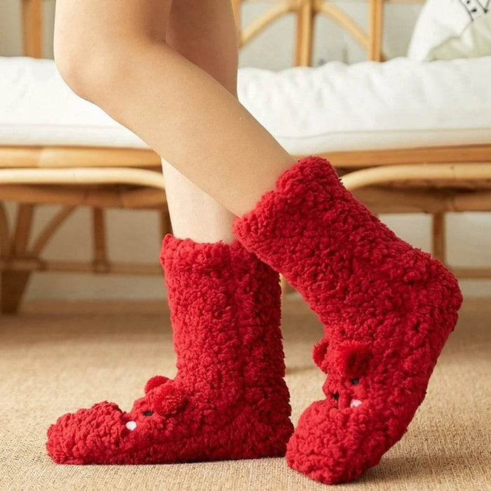Cute Warm Fuzzy Bear Sockks - Goodlifebean Shoes