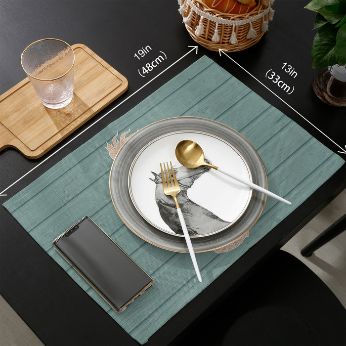 Cyan wood grain background seahorse Personalized Table Placemats - LeobonZone