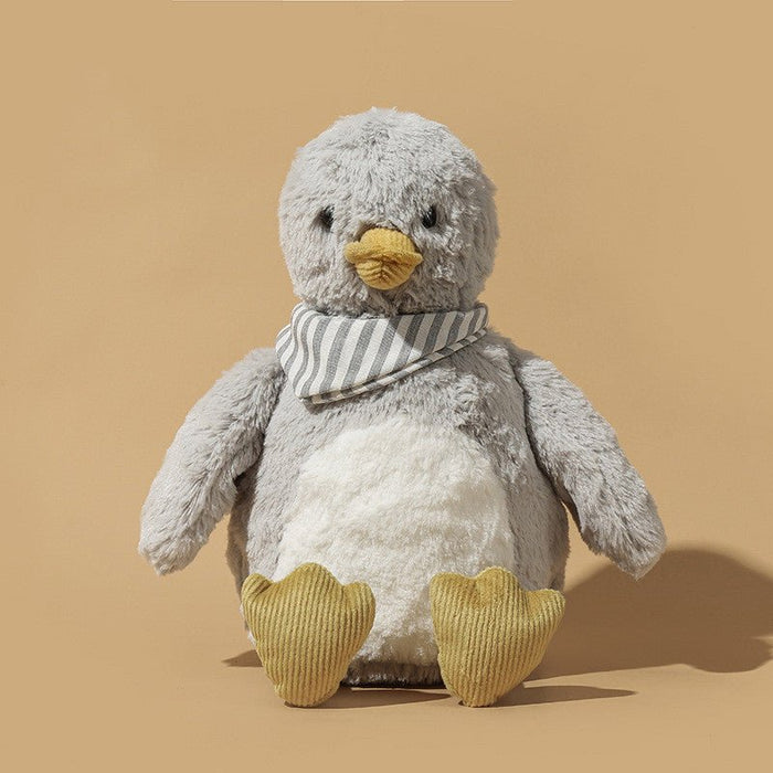 DapperDucky Plush – Stylish Kawaii Duck with Fluffy Fur Coat & Grey Scarf - Goodlifebean Stuffed Animals