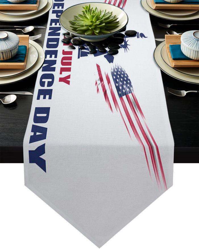 Date of Independence Day Statue of Liberty Sharp Angle Table Runner Place Mats - LeobonZone
