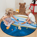 Deep Blue Watercolor Gradient Marble Texture Circular Felt Rugs - LeobonZone