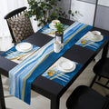 Deep Blue Watercolor Gradient Marble Texture Table Flag And Table Mat Suit - LeobonZone