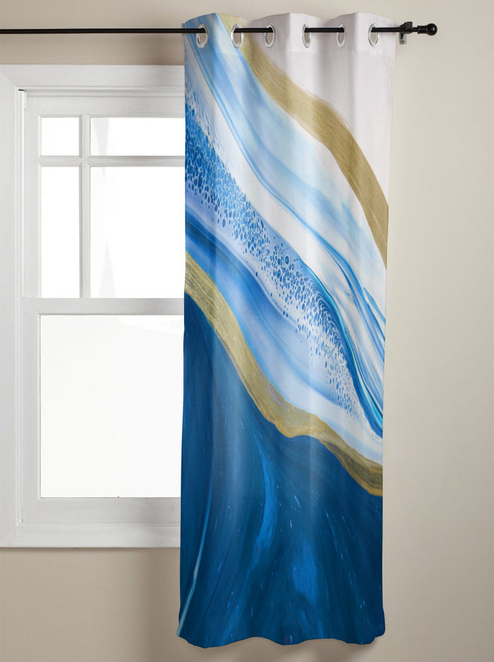 Deep Blue Watercolor Gradient Marble Texture window curtains - LeobonZone