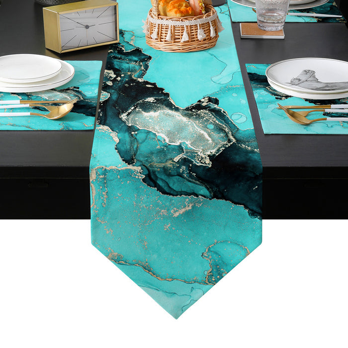 Deep Green Marble Texture in Phnom Penh Table Flag And Table Mat Suit Sharp angle - LeobonZone