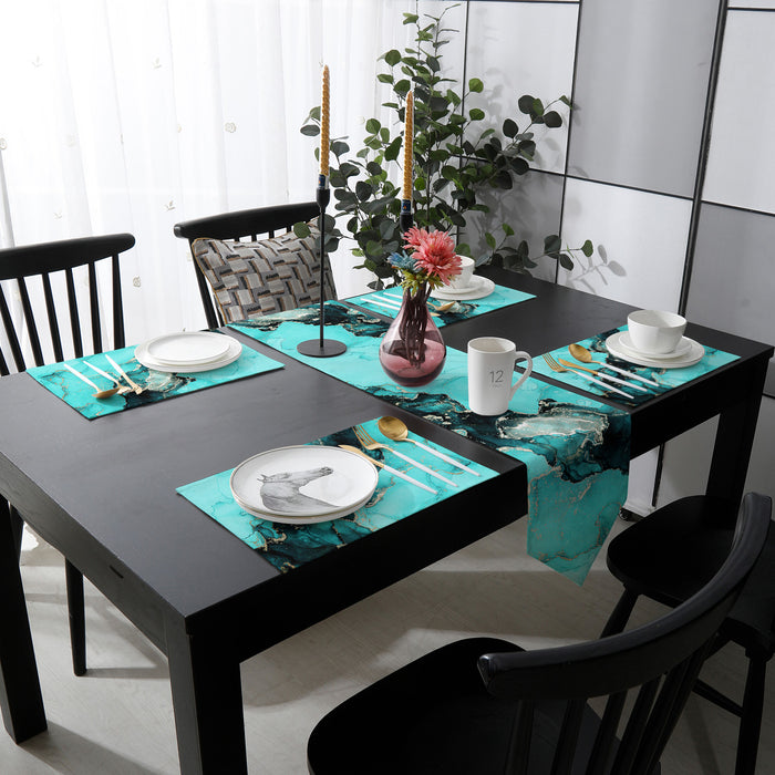 Deep Green Marble Texture in Phnom Penh Table Flag And Table Mat Suit Sharp angle - LeobonZone