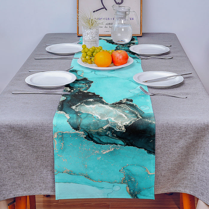 Deep Green Marble Texture in Phnom Penh Table Runner Place Mats - LeobonZone