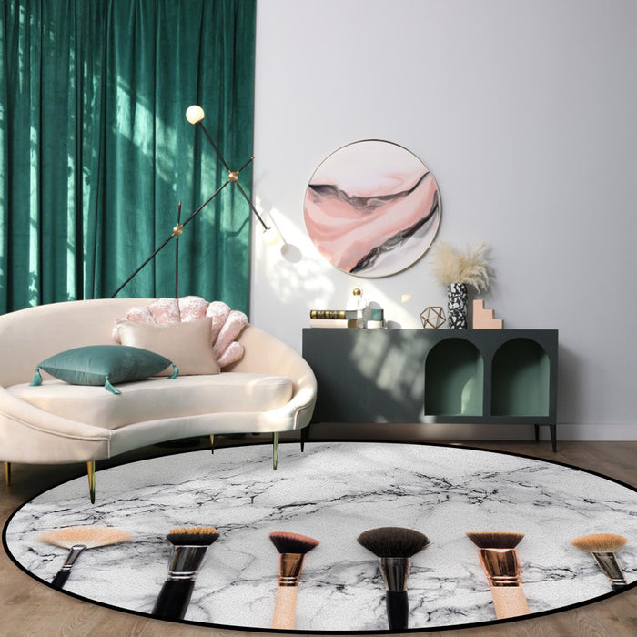 Eyebrow pencil make-up marbling Circular Felt Rugs - LeobonZone