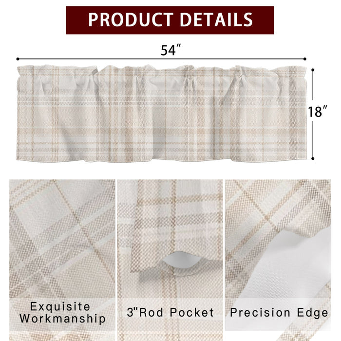 Farmhouse Linen Look Window Valance Curtains 2 Pack, Rod Pocket Short Treatments for Kitchen Bathroom Bedroom, x Inch