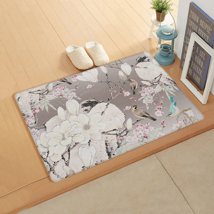 Flowers And Birds In China Leather Mat Soft Non-Slip Waterproof  Doormat - LeobonZone