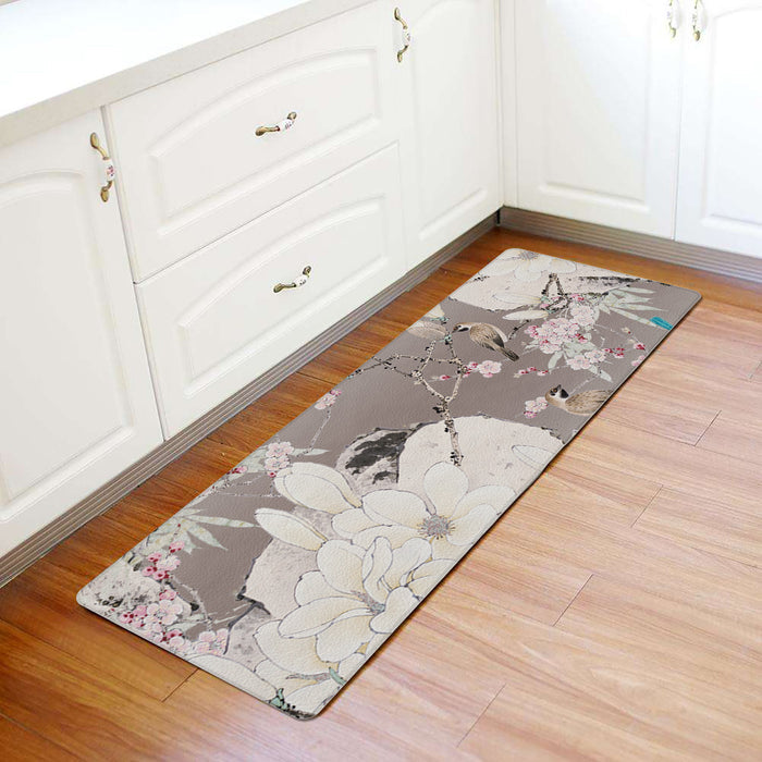 Flowers And Birds In China Leather Mat Soft Non-Slip Waterproof  Doormat - LeobonZone