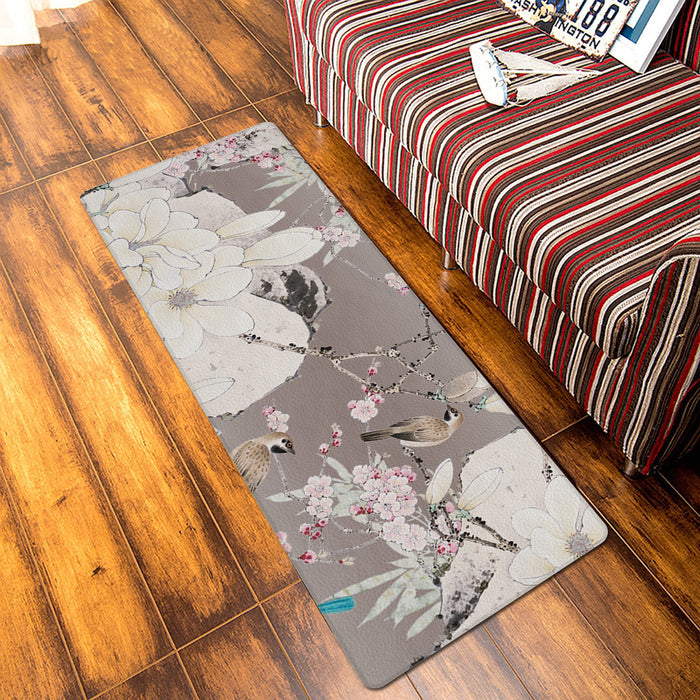 Flowers And Birds In China Leather Mat Soft Non-Slip Waterproof  Doormat - LeobonZone