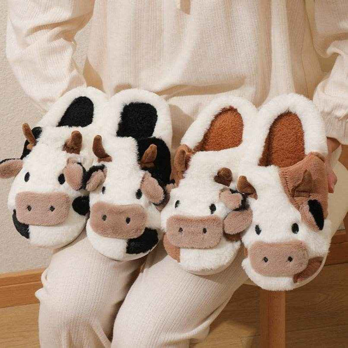 Fluffy Cow Slippers | Cloudy Slippers - Goodlifebean Shoes