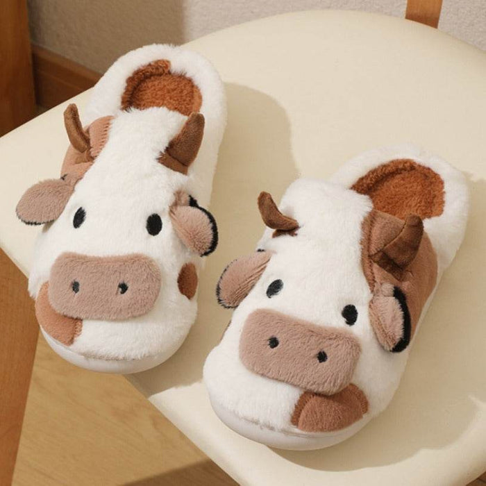 Fluffy Cow Slippers | Cloudy Slippers - Goodlifebean Shoes