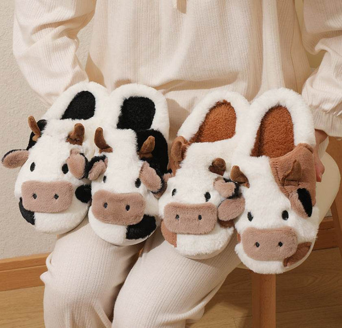 Fluffy Cow Slippers | Cloudy Slippers - Goodlifebean Shoes