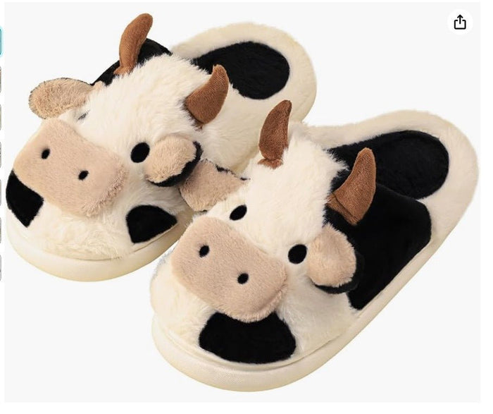 Fluffy Cow Slippers | Cozy Cow Plush Slippers - Goodlifebean product_type