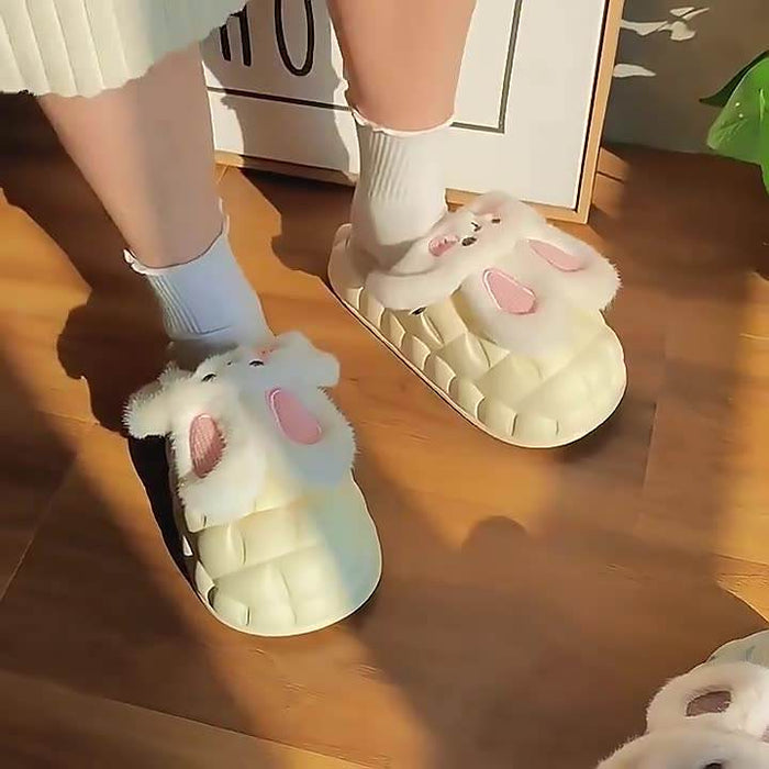 Fluffy Plush Bunny Slippers - Goodlifebean Shoes