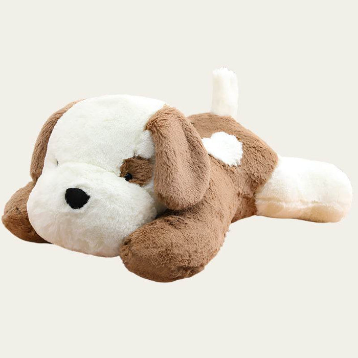 Fluffy Sleeping White Brown Puppy Plushie | Stuffed Animal Puppy - Goodlifebean Stuffed Animals