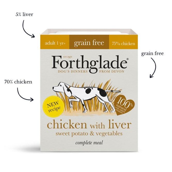 Forthglade Complete Chicken & Chicken With Liver Natural Wet Dog Food Variety Pack (12x395g)