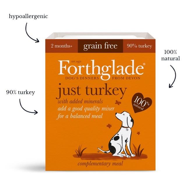 Forthglade Just Chicken, Chicken With Liver & Turkey Natural Wet Dog Food Variety Pack (12x395g)