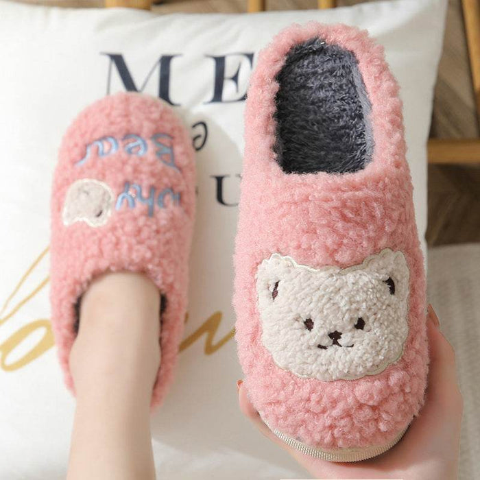 Fuzzy Plush Bear Slippers - Goodlifebean Shoes