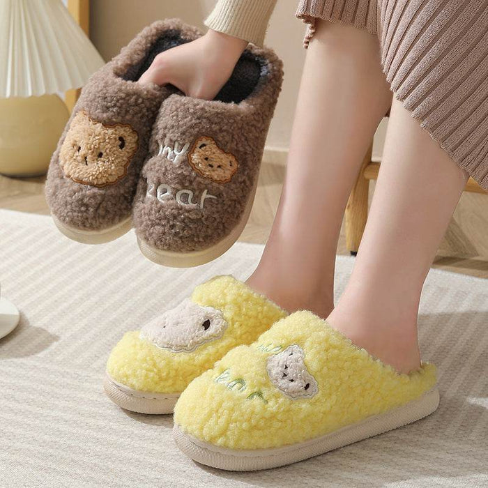 Fuzzy Plush Bear Slippers - Goodlifebean Shoes