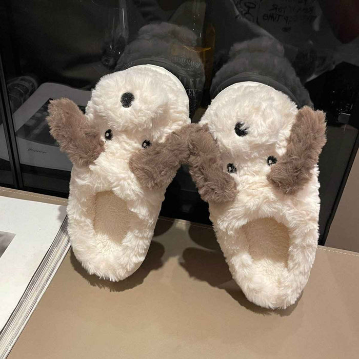 Fuzzy Puppy Plush Slippers | Kawaii Indoor Slippers - Goodlifebean Shoes