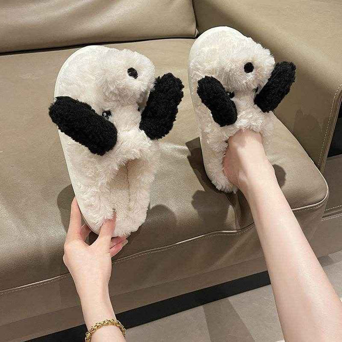Fuzzy Puppy Plush Slippers | Kawaii Indoor Slippers - Goodlifebean Shoes