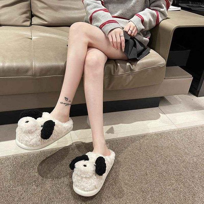 Fuzzy Puppy Plush Slippers | Kawaii Indoor Slippers - Goodlifebean Shoes