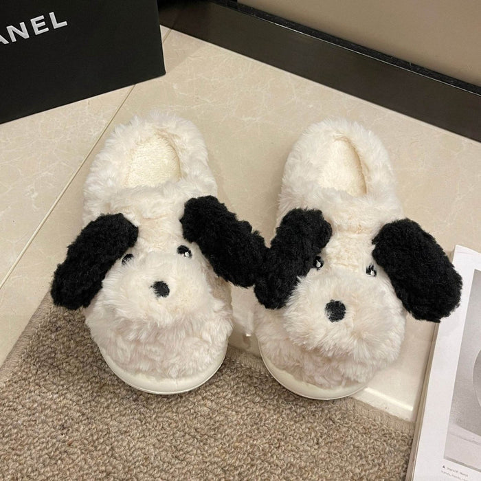 Fuzzy Puppy Plush Slippers | Kawaii Indoor Slippers - Goodlifebean Shoes