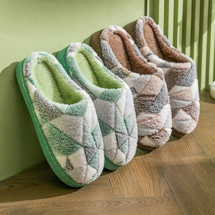 Geometric Plush Warm Indoor Slippers - Goodlifebean Shoes