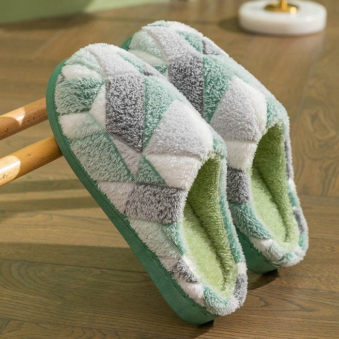 Geometric Plush Warm Indoor Slippers - Goodlifebean Shoes