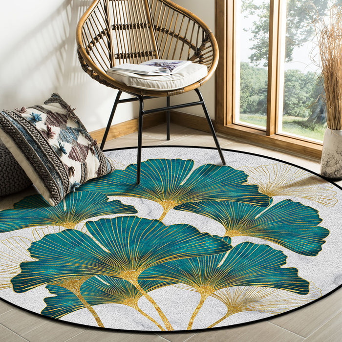 Ginkgo Leaf Marble Texture Circular Felt Rugs - LeobonZone