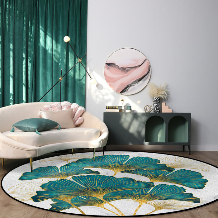 Ginkgo Leaf Marble Texture Circular Felt Rugs - LeobonZone