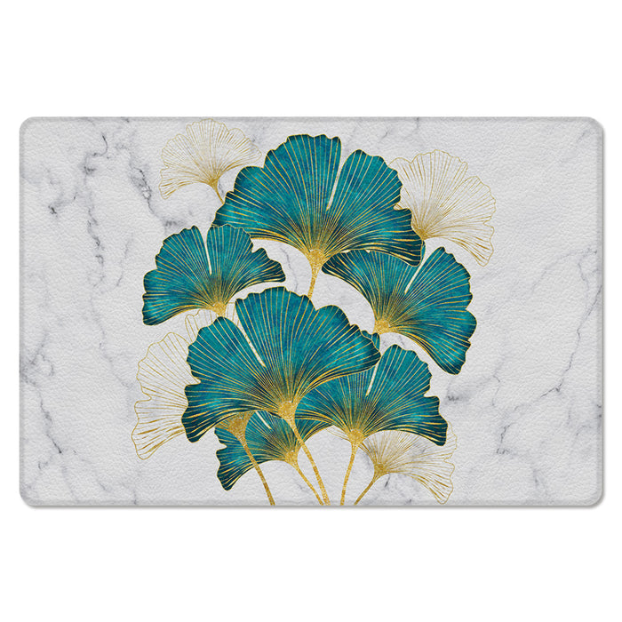 Ginkgo leaf marble texture Leather Doormat - LeobonZone
