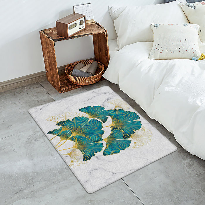 Ginkgo leaf marble texture Leather Doormat - LeobonZone