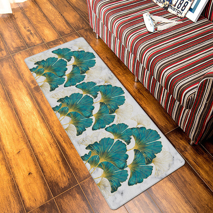 Ginkgo leaf marble texture Leather Doormat - LeobonZone