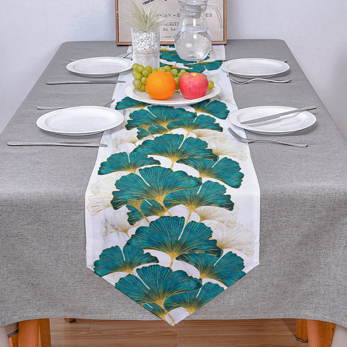 Ginkgo leaf marble texture Table Runner Place Mats Sharp Angle - LeobonZone