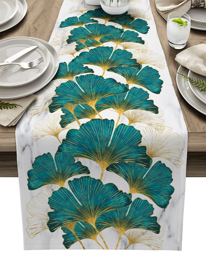 Ginkgo leaf marble texture Table Runner Place Mats - LeobonZone