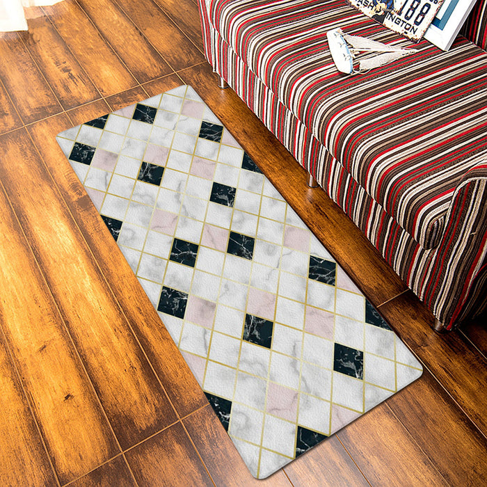 Gold Marbling square Splicing Leather Doormat - LeobonZone
